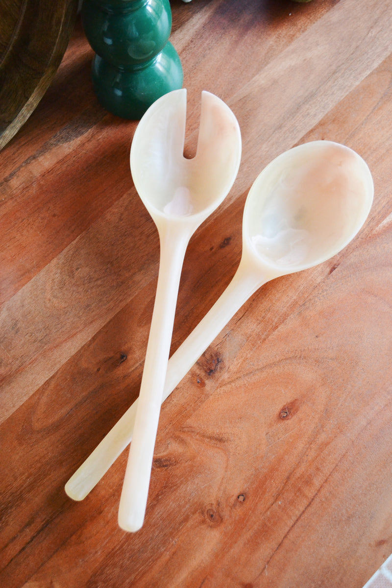 Marbled Salad Servers - Coral