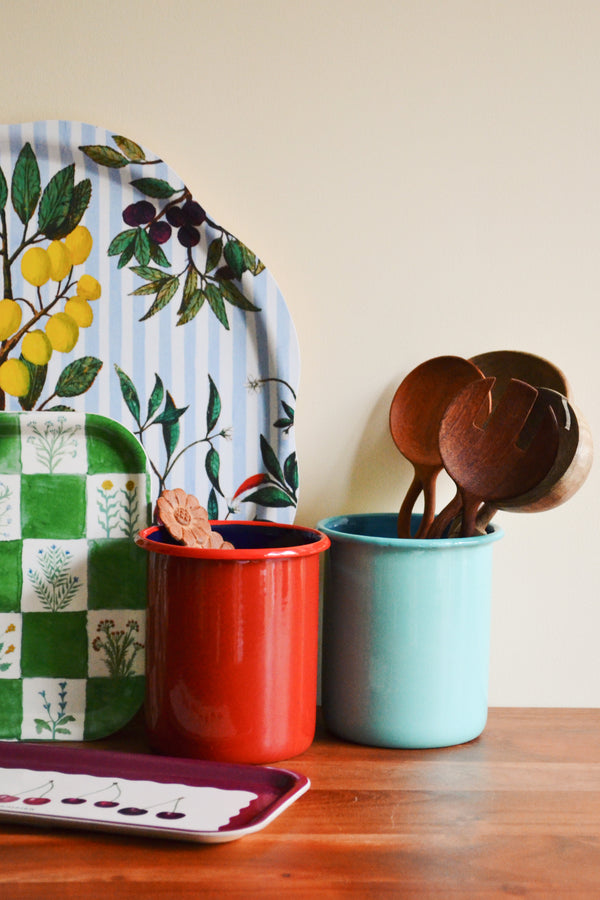 Medium Utensil Holder in Chilli Red and Midnight Blue