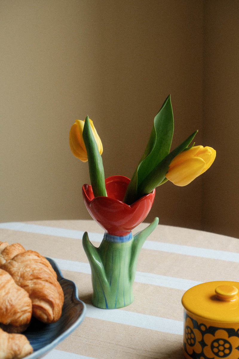 Small Ceramic Red Flower Vase