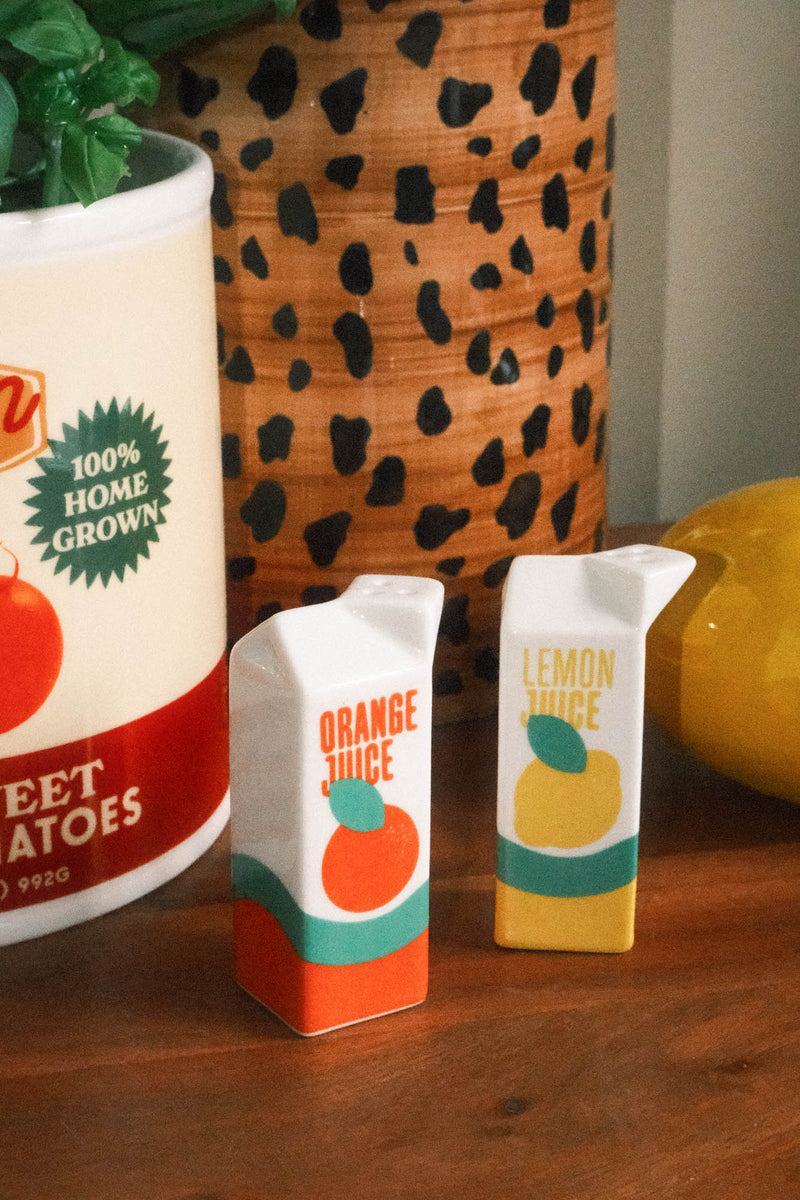 Orange and Lemon Juice Carton Salt and Pepper Shakers