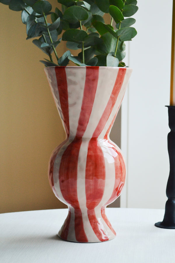 Wavey Striped Vase - Red