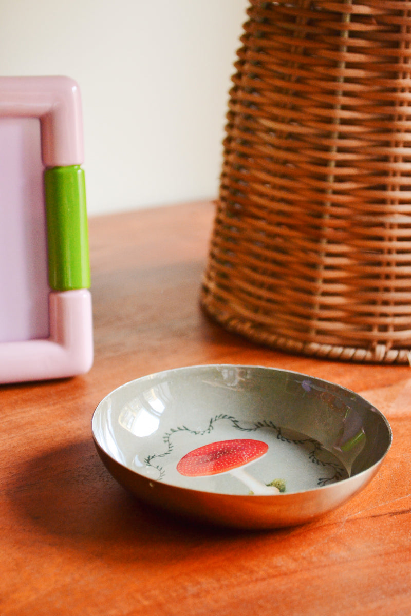 Enamel Printed Trinket Dish - Mushroom