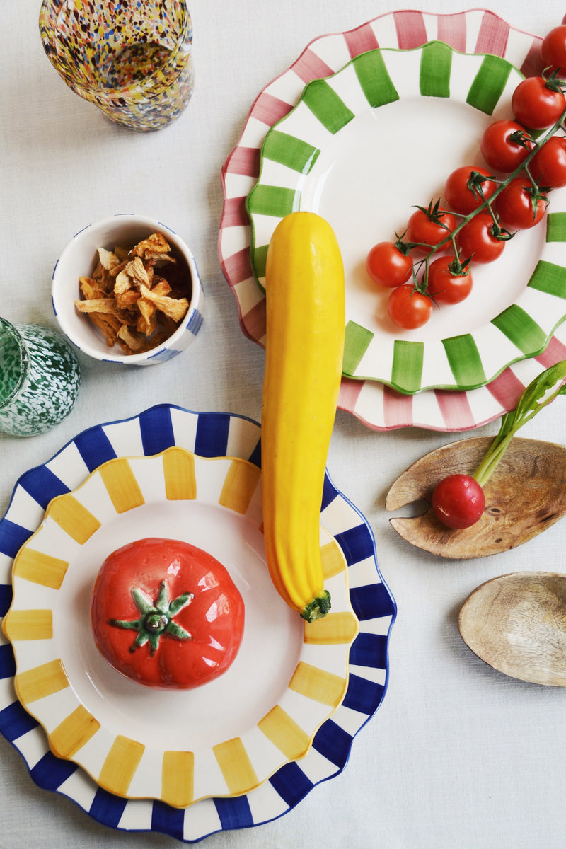 Yellow Scalloped Striped Breakfast Plate