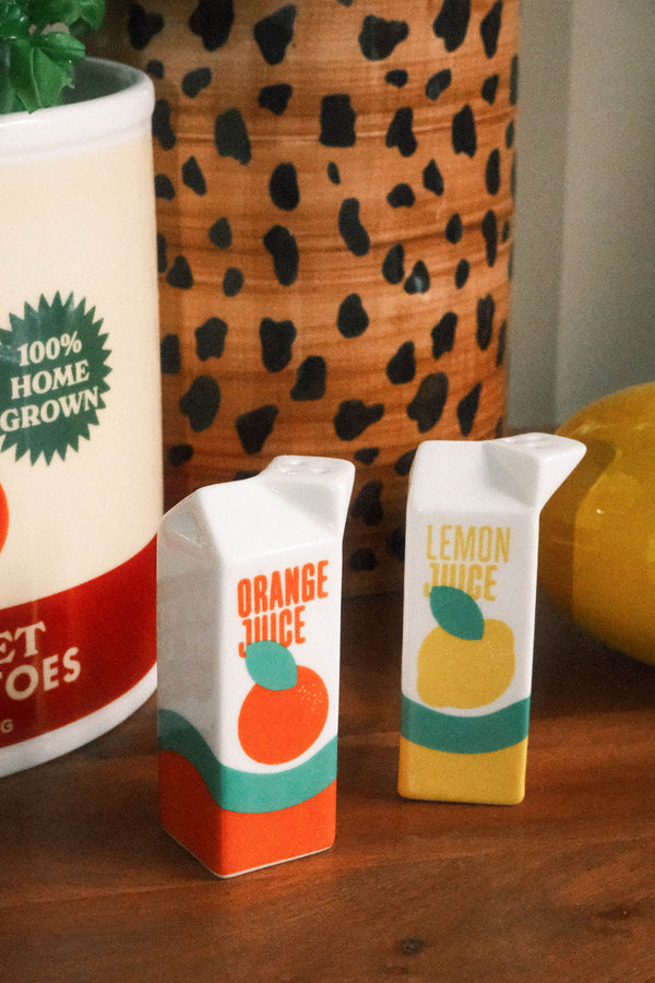 Orange and Lemon Juice Carton Salt and Pepper Shakers