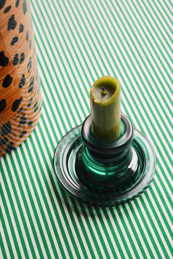 Green Glass Candlestick Holder