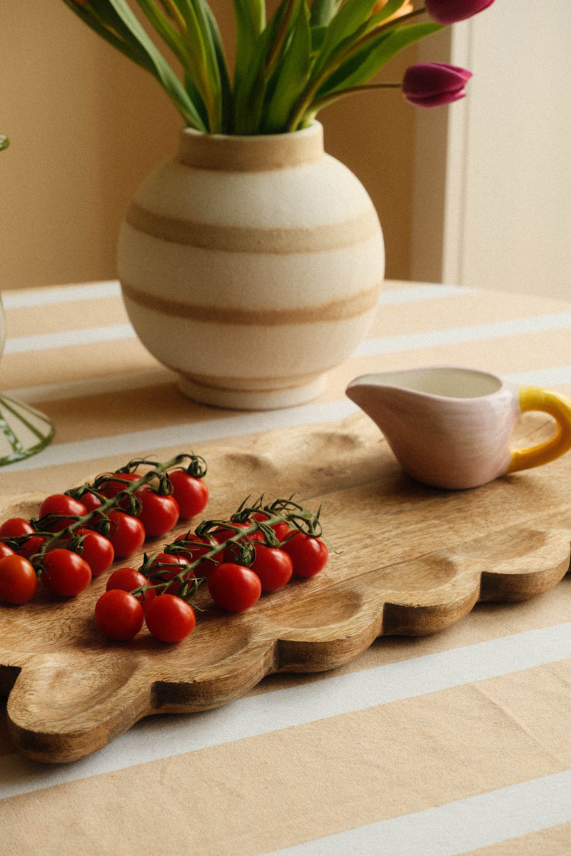 Scalloped Mango Wood Serving Decorative Tray