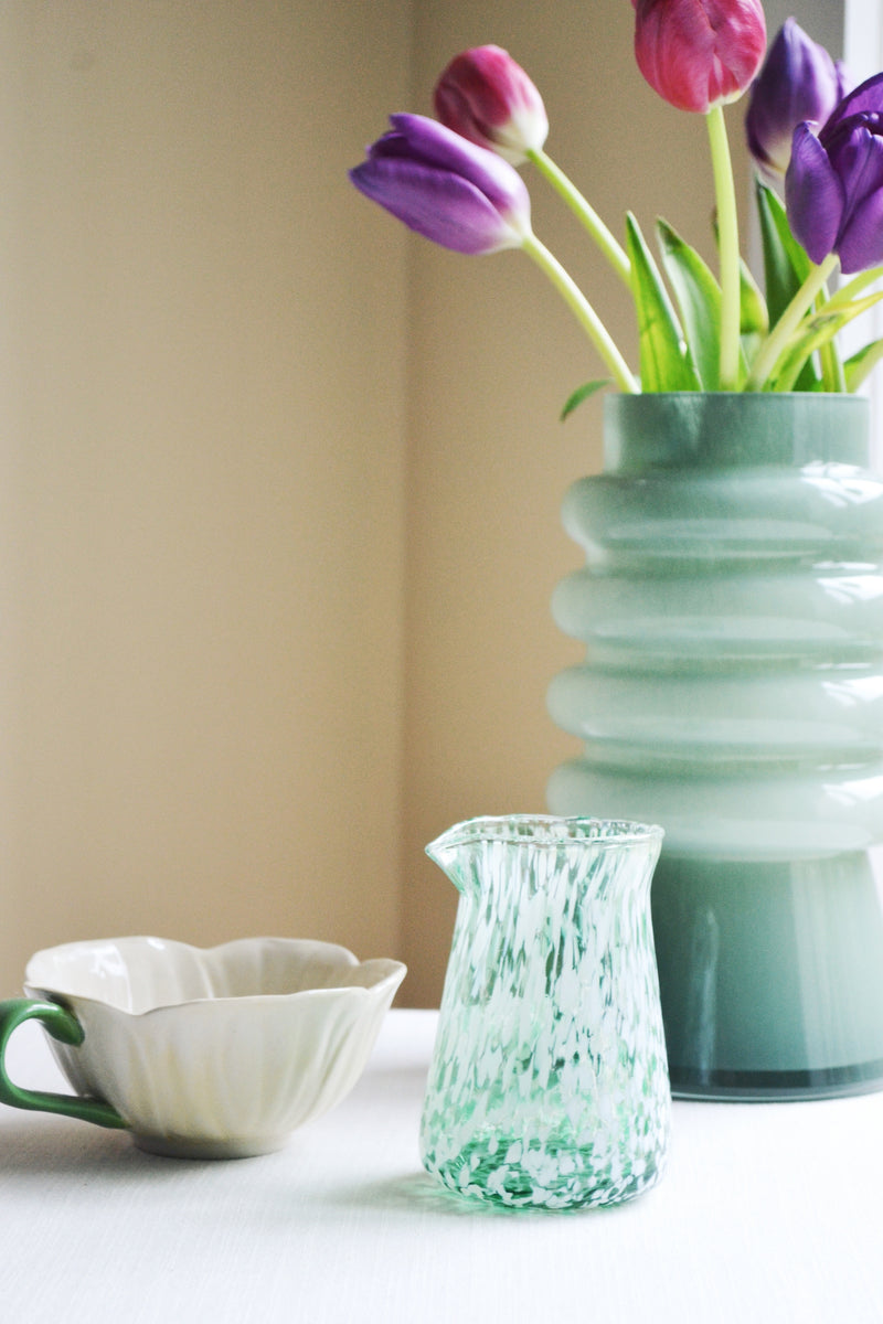 Green and White Speckled Small Milk Jug