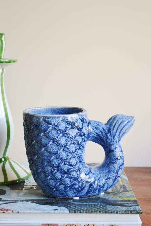 Blue Fish Stoneware Vase