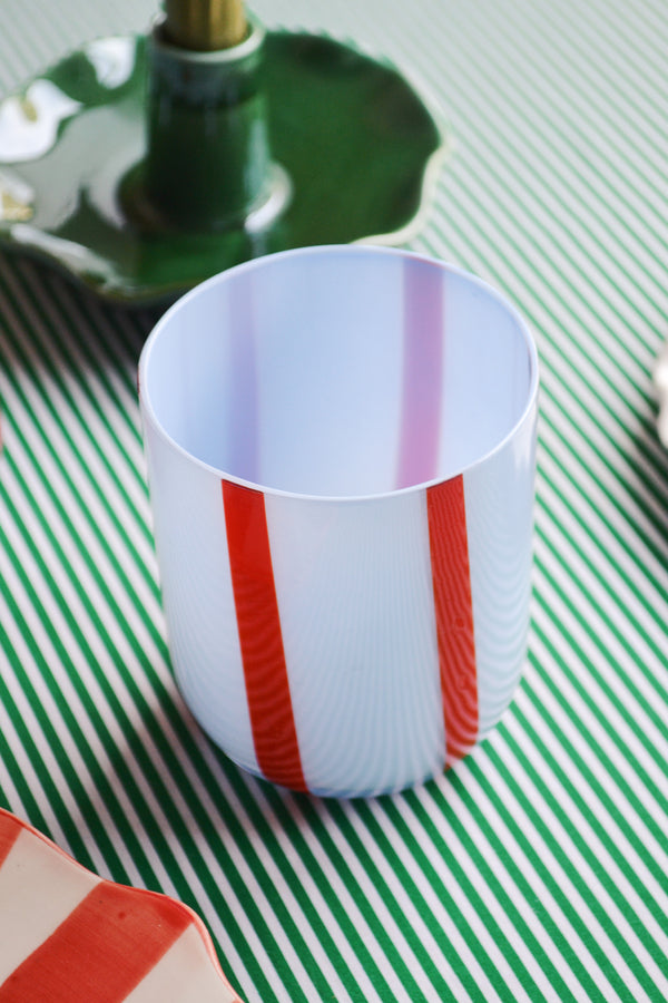 Blue and Red Striped Glass