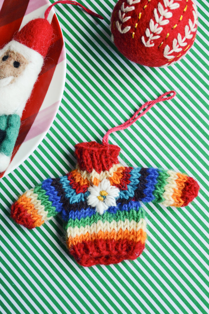 Rainbow Knitted Wool Jumper Christmas Decoration