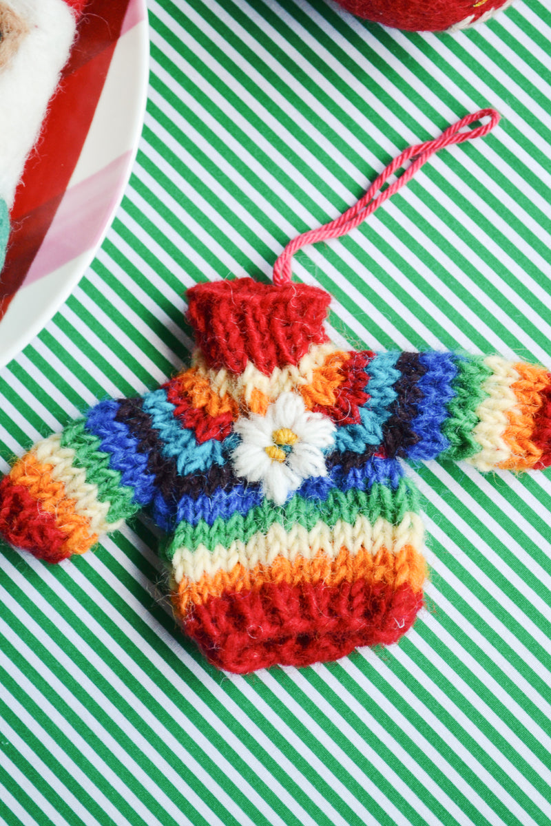 Rainbow Knitted Wool Jumper Christmas Decoration