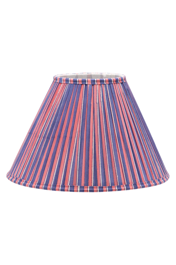 Lilac and Red Striped Cotton Lampshade