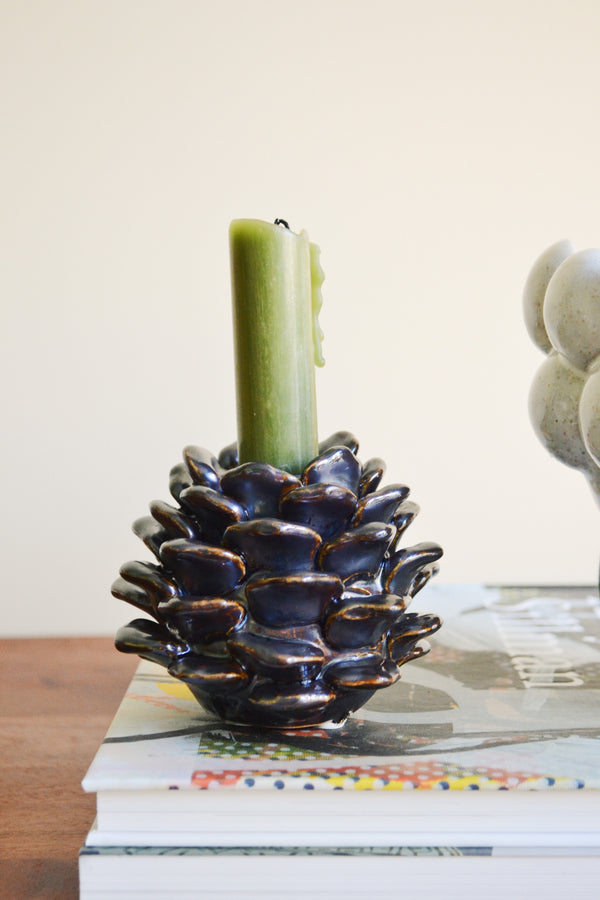 Brown Pine Cone Candle Holder