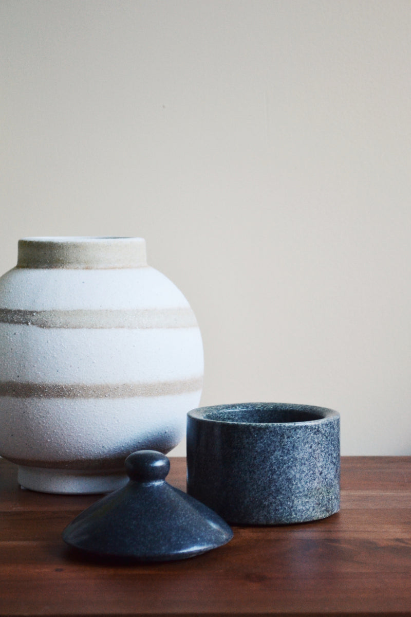 Black Marble Jar with Lid