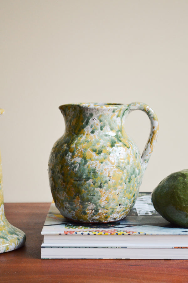 Mustard and Green Splatter Terracotta Vase