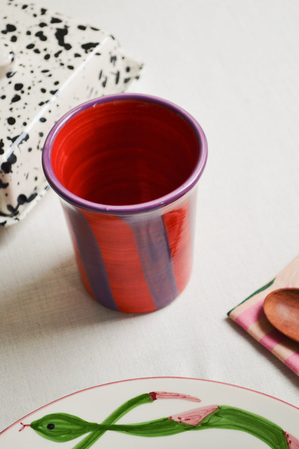 Red and Purple Stripe Ceramic Mug