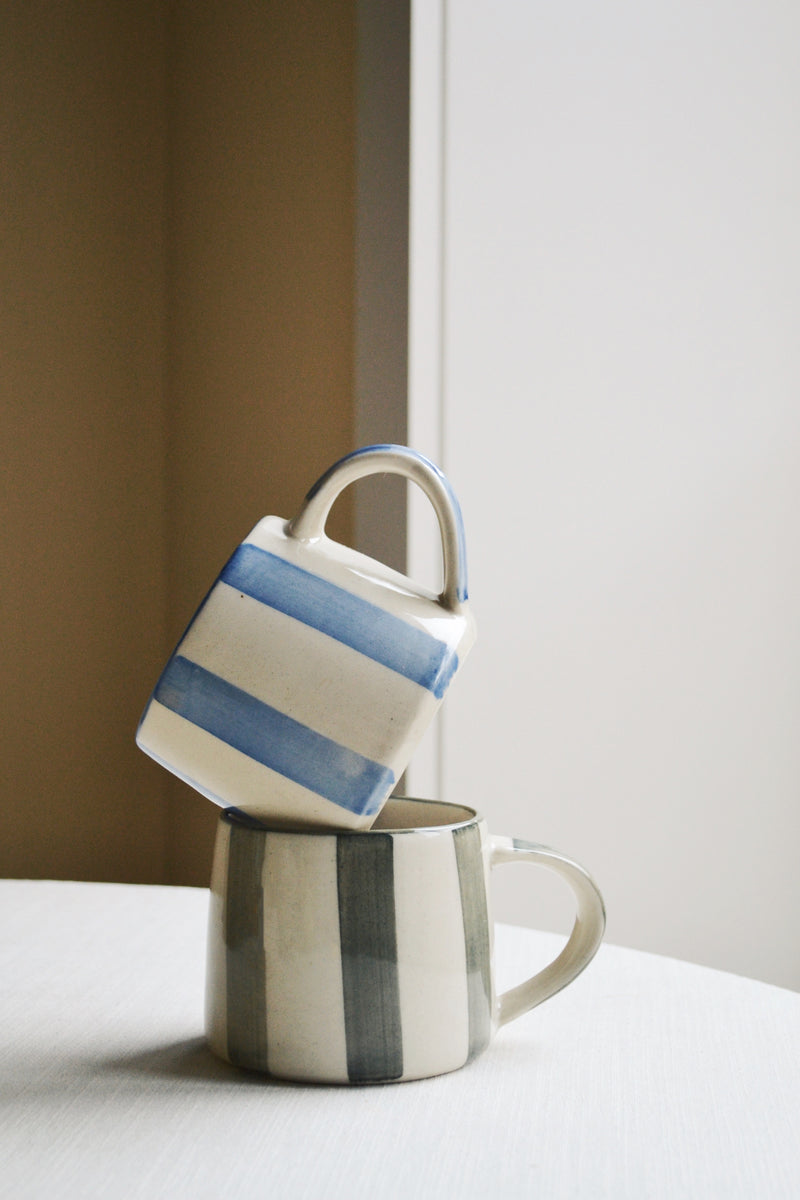 Washed Striped Mug - Blue