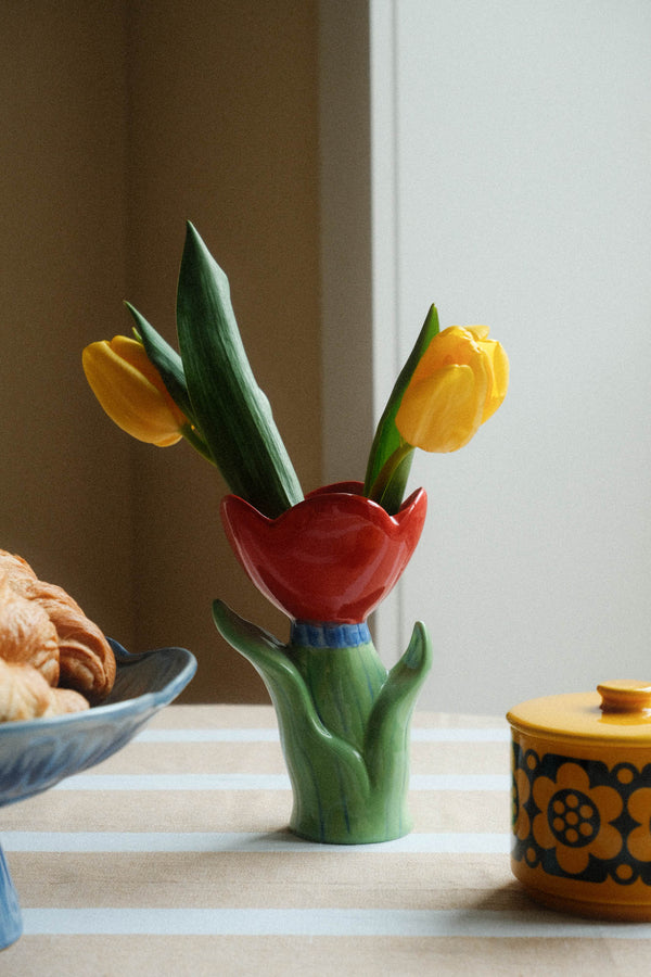 Small Ceramic Red Flower Vase