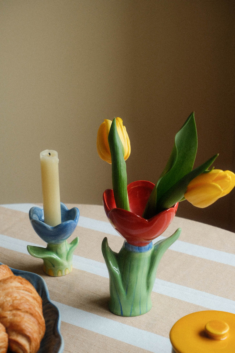 Small Ceramic Red Flower Vase