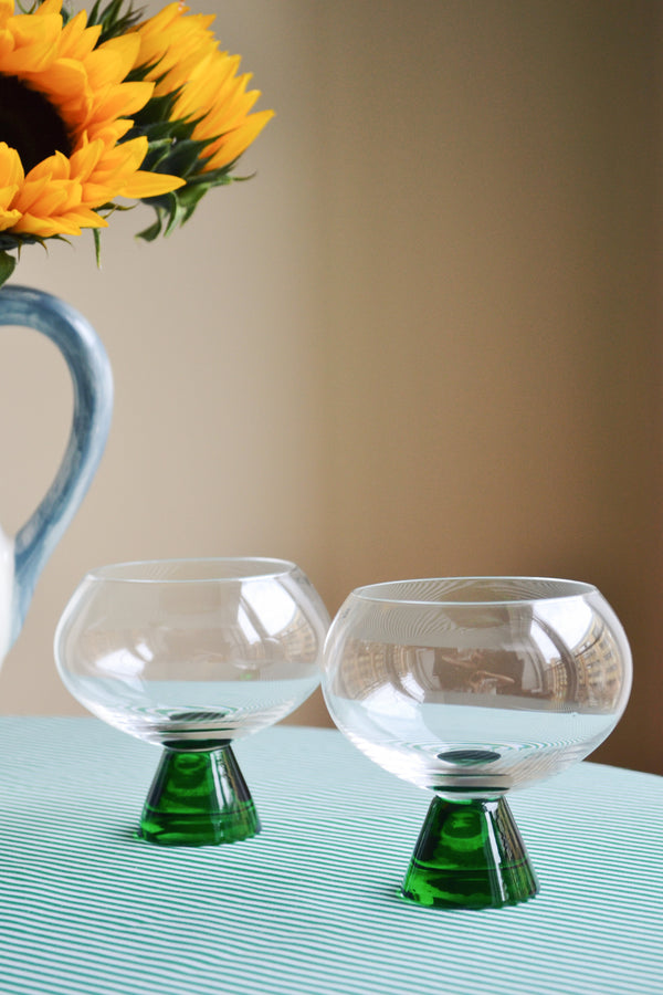 Set of Two Green Cone Shape Glasses