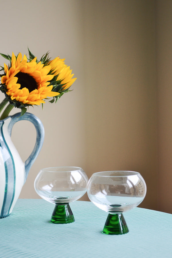 Set of Two Green Cone Shape Glasses