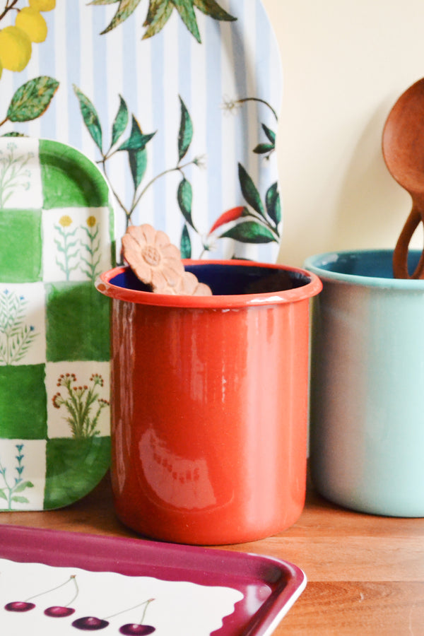 Medium Utensil Holder in Chilli Red and Midnight Blue