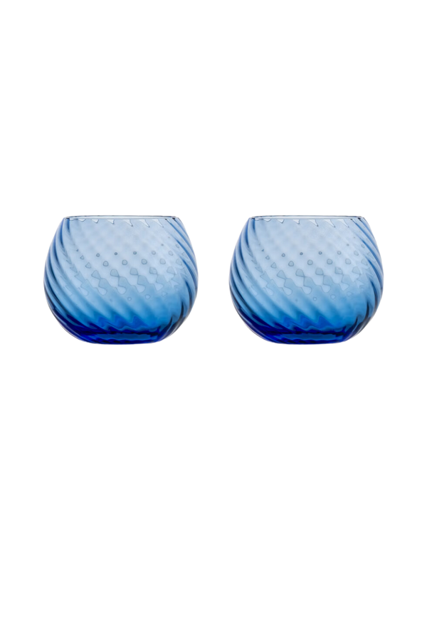 Set of Two Opacity Blue Water Glasses