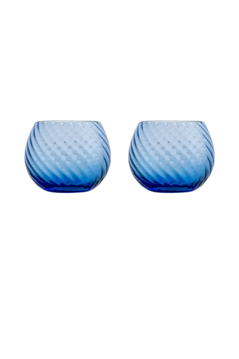 Set of Two Opacity Blue Water Glasses