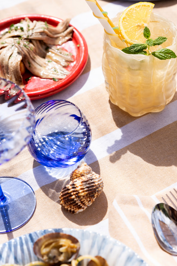 Set of Two Opacity Blue Water Glasses