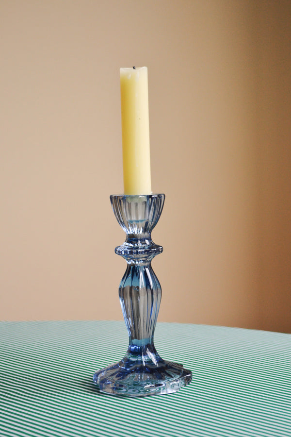 Glass Candlestick Holder - Lilac Blue