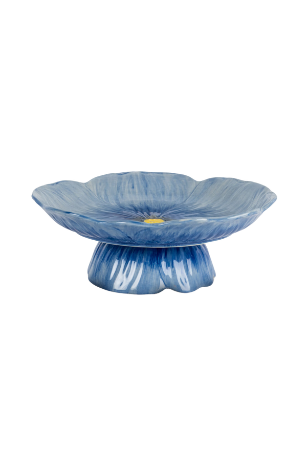 Blue Stoneware Poppy Cake Stand