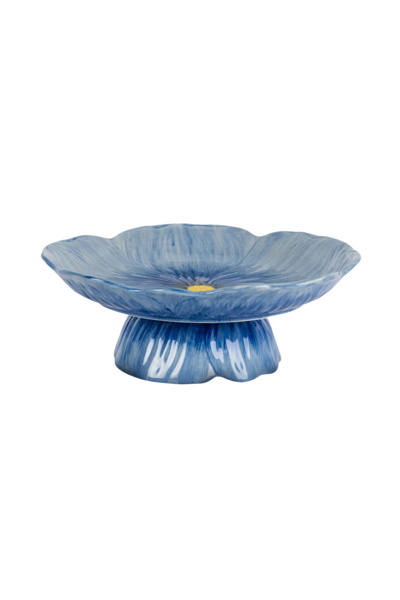 Blue Stoneware Poppy Cake Stand