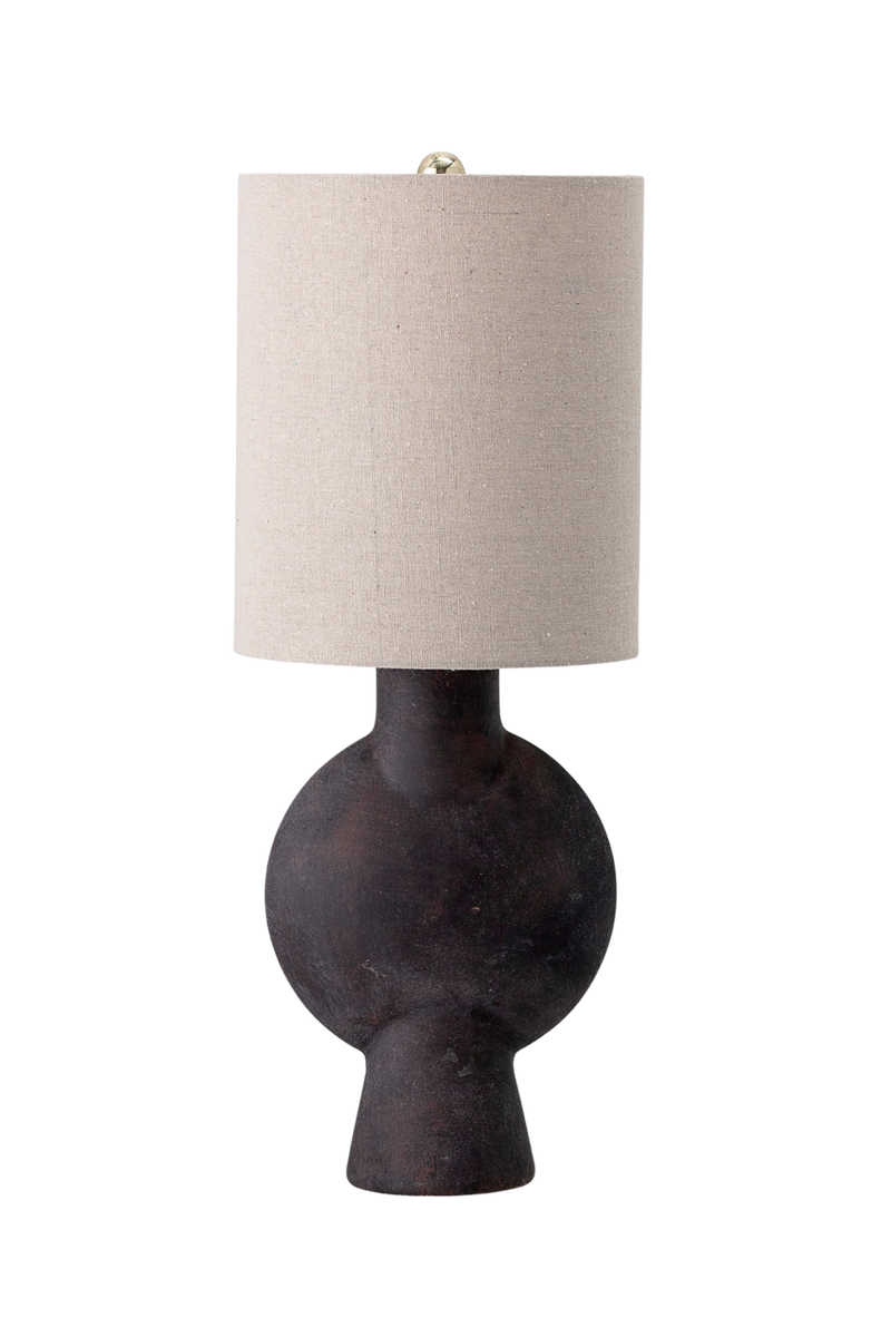 Brown Terracotta Lamp with Linen Shade