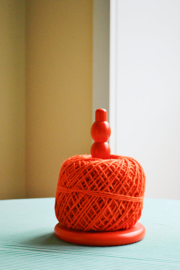 Wooden Twine Holder with Jute Ball - Orange