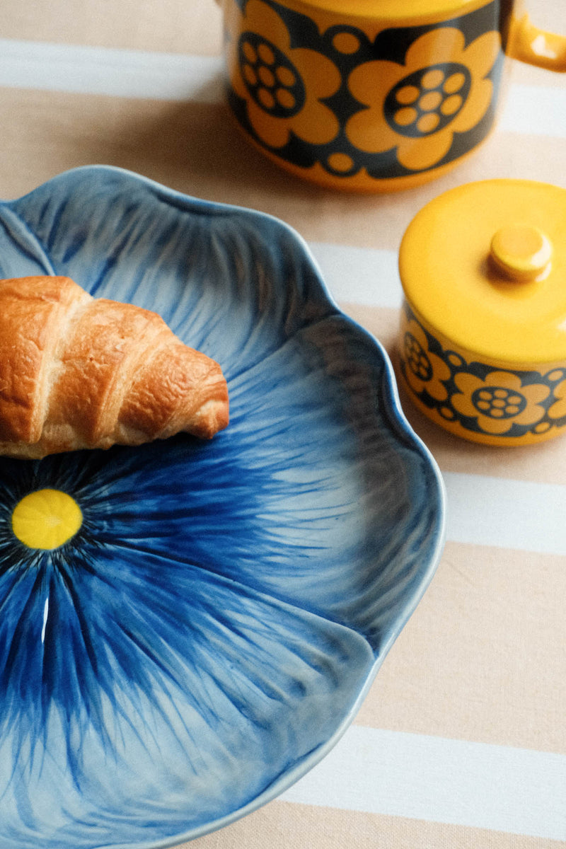 Blue Stoneware Poppy Cake Stand