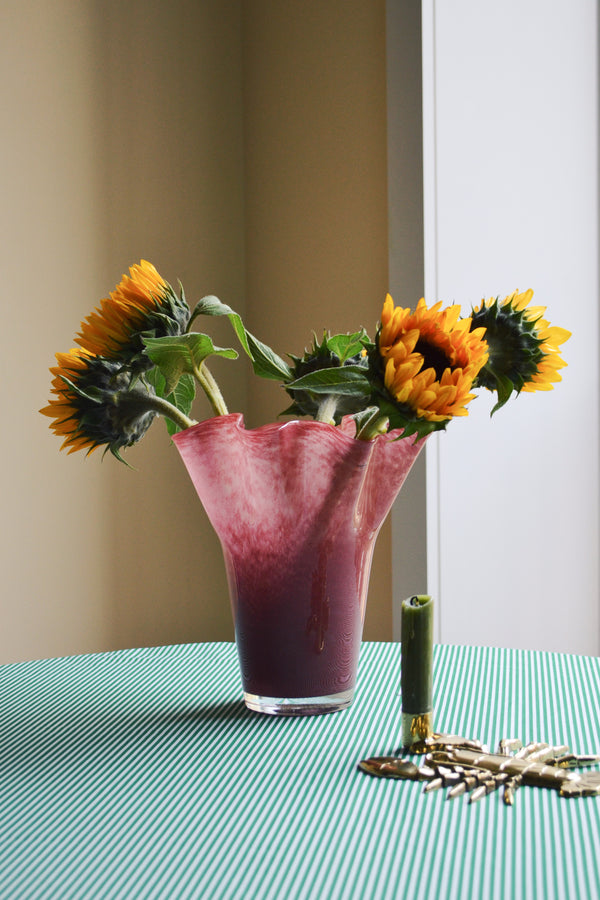 Bordeaux Glass Ruffled Vase