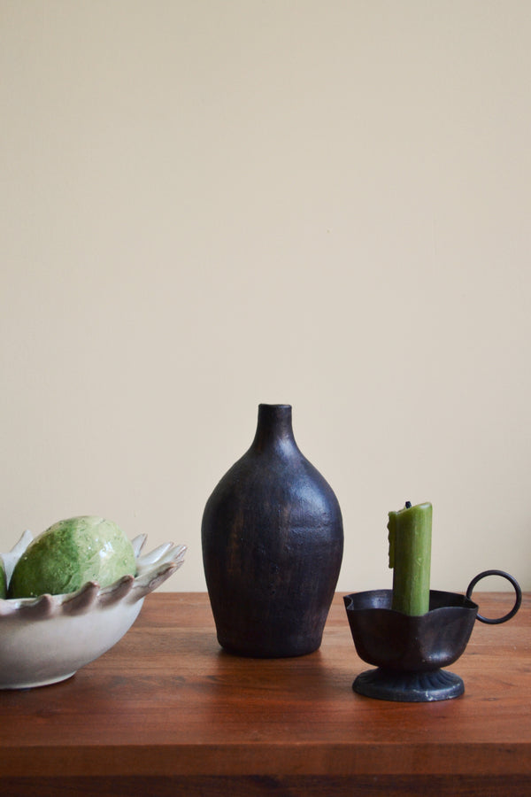 Aged Rustic Terracotta Vase - Black