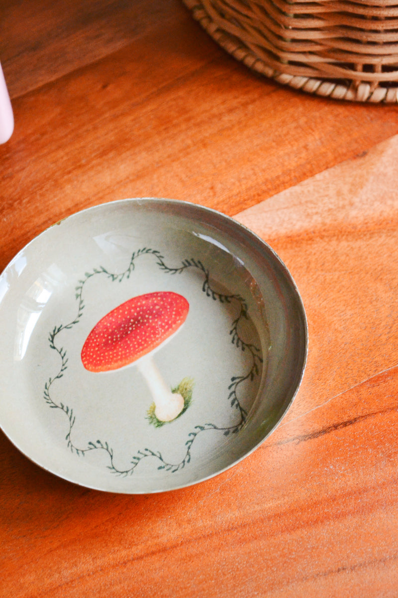 Enamel Printed Trinket Dish - Mushroom