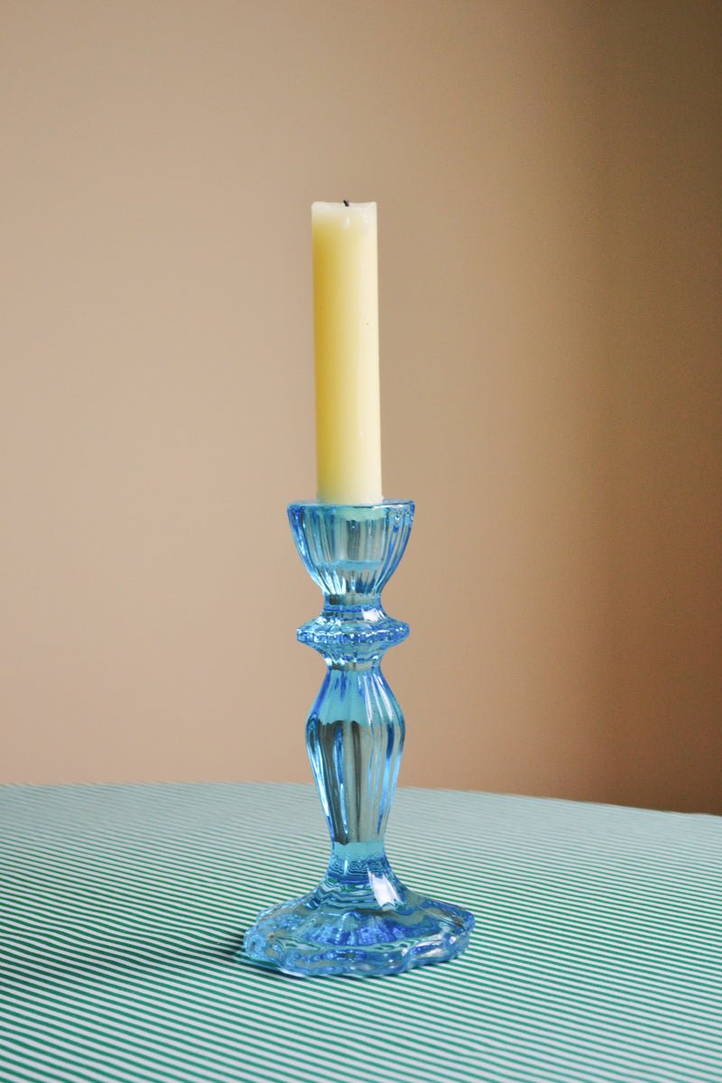 Glass Candlestick Holder - Blue