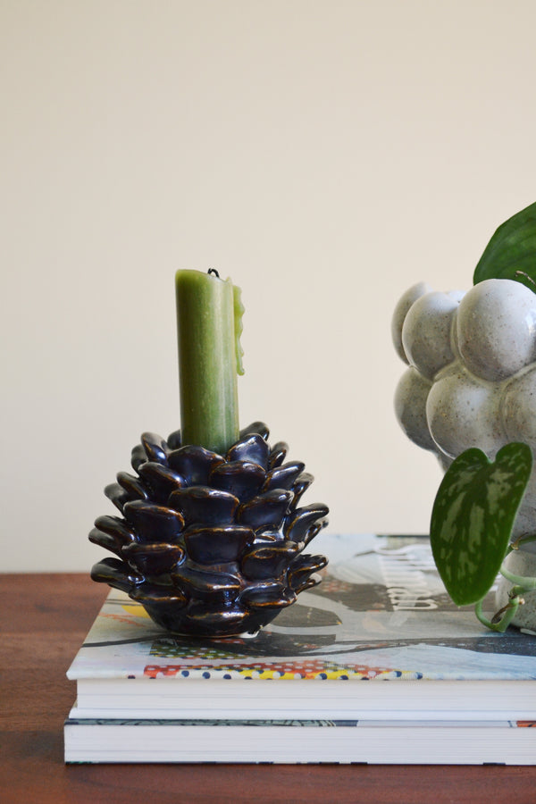 Brown Pine Cone Candle Holder