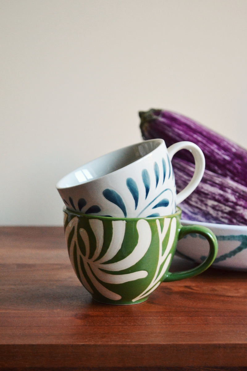 Green Embossed Patterned Mug