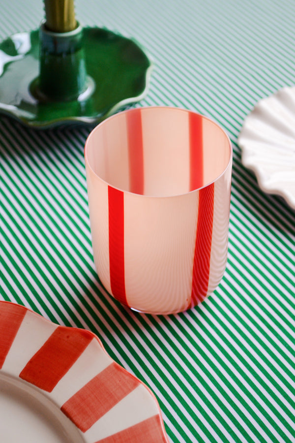 Pink and Red Striped Glass