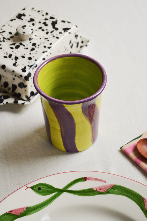 Lime Green and Purple Stripe Ceramic Mug