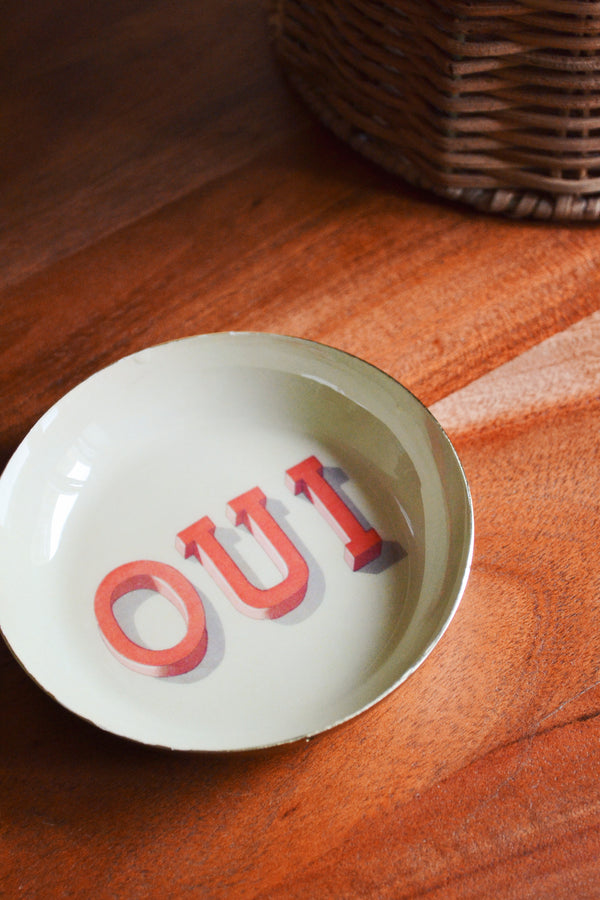 Enamel Printed Trinket Dish - Oui