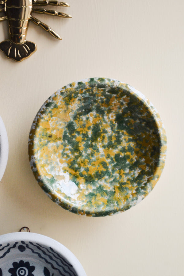 Mustard and Green Splatter Terracotta Wall Plate