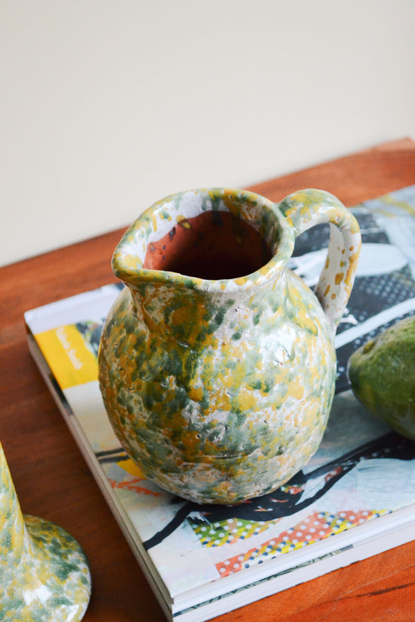 Mustard and Green Splatter Terracotta Vase