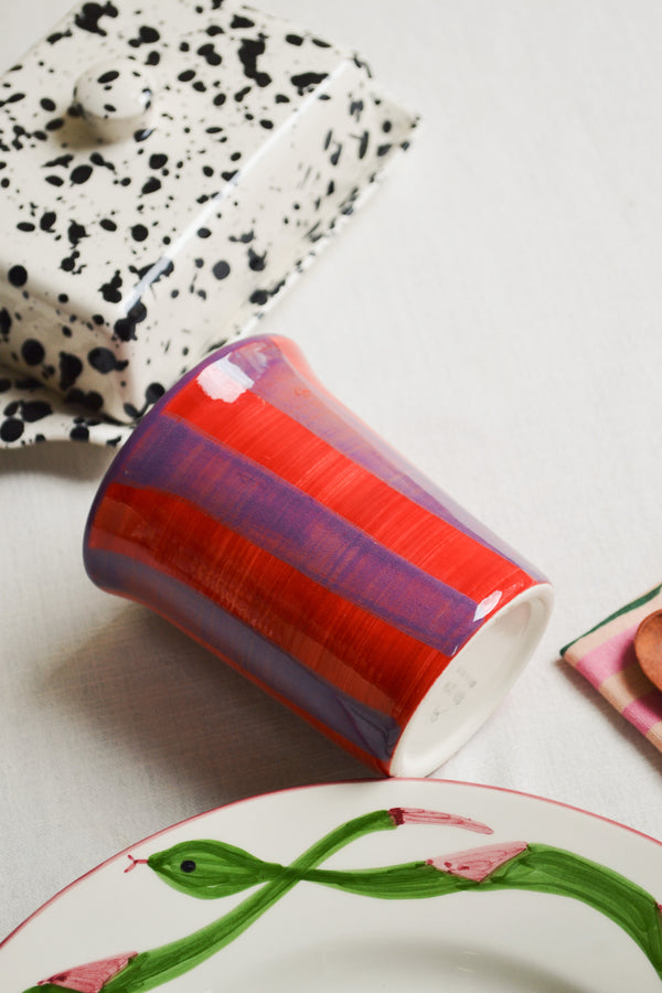 Red and Purple Stripe Ceramic Mug