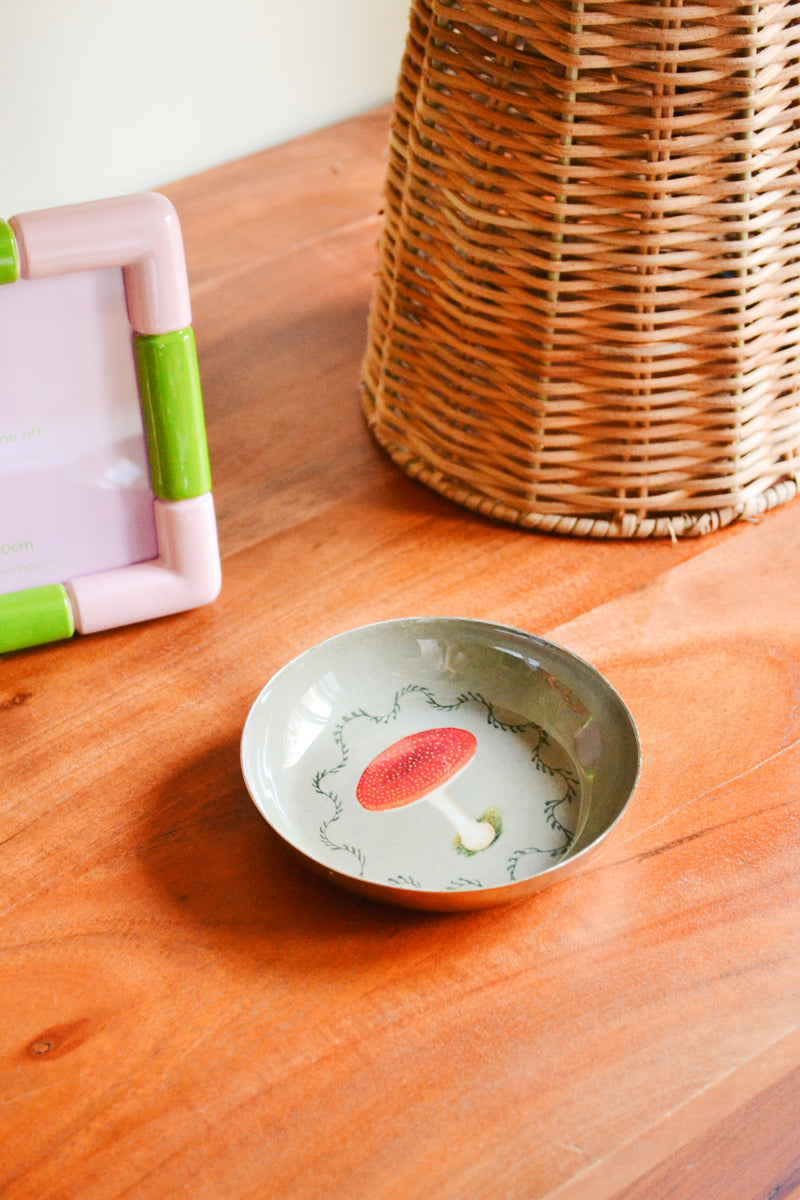 Enamel Printed Trinket Dish - Mushroom