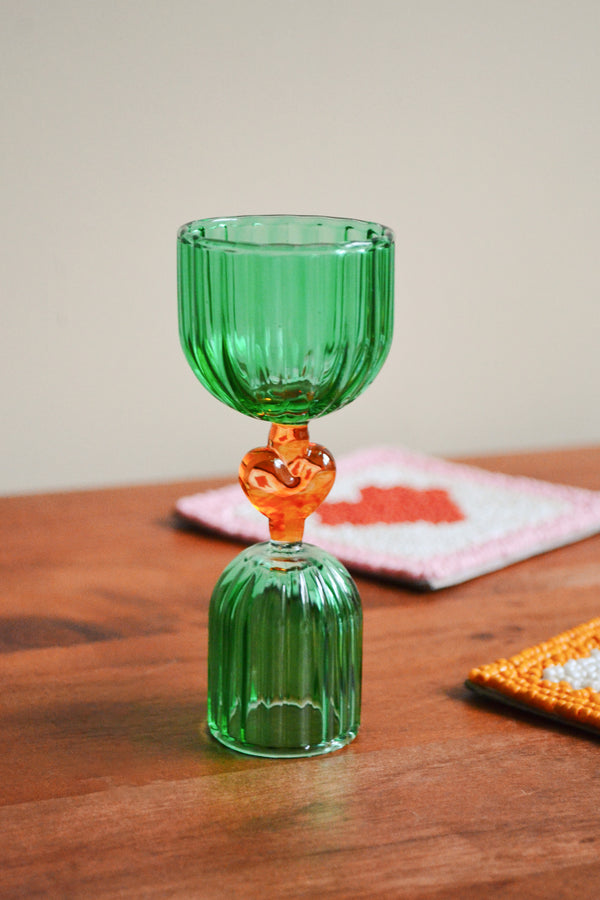 Green and Orange Heart Measuring Cocktail Jigger