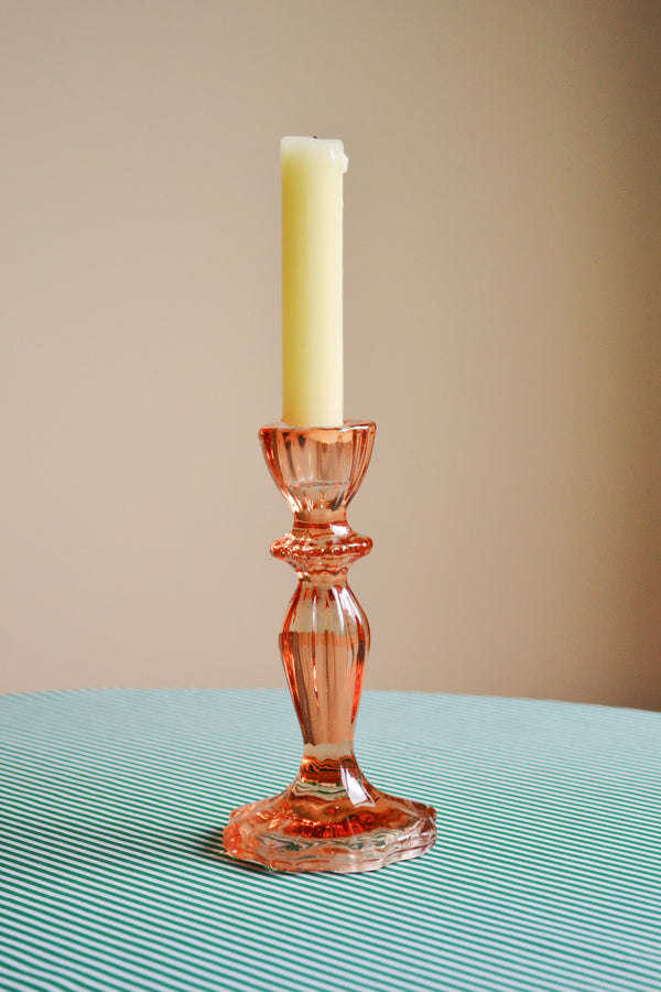 Glass Candlestick Holder - Orange